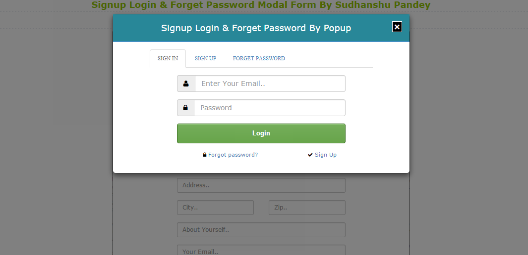 Signup Login And Forget Password Modal Form Template Free Source Code Tutorials And Articles 5510